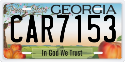 GA license plate CAR7153