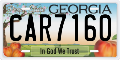 GA license plate CAR7160