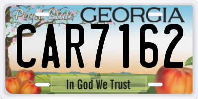 GA license plate CAR7162