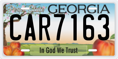 GA license plate CAR7163