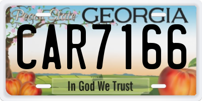 GA license plate CAR7166