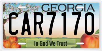 GA license plate CAR7170