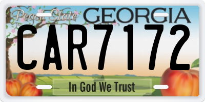 GA license plate CAR7172