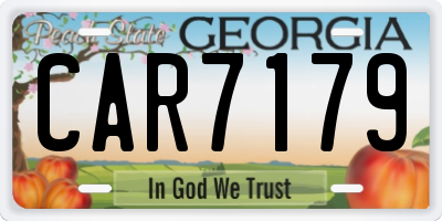 GA license plate CAR7179