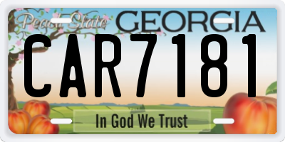 GA license plate CAR7181