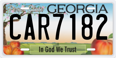 GA license plate CAR7182