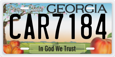 GA license plate CAR7184