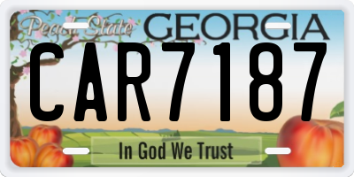 GA license plate CAR7187