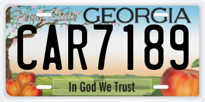 GA license plate CAR7189