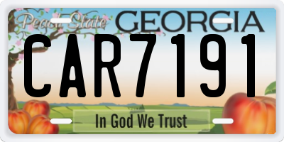 GA license plate CAR7191