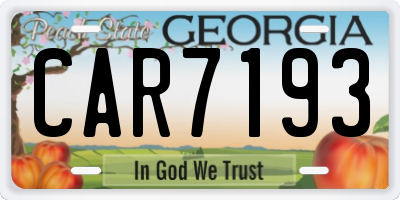 GA license plate CAR7193