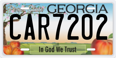 GA license plate CAR7202