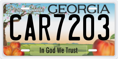 GA license plate CAR7203