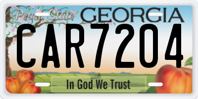 GA license plate CAR7204