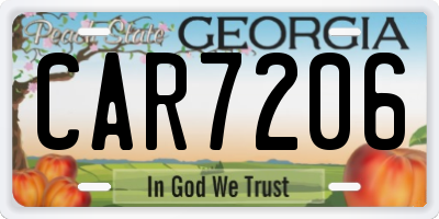 GA license plate CAR7206