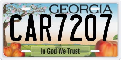 GA license plate CAR7207