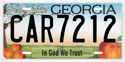 GA license plate CAR7212