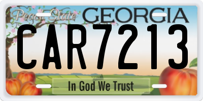 GA license plate CAR7213