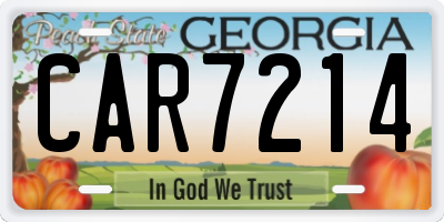 GA license plate CAR7214