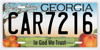 GA license plate CAR7216