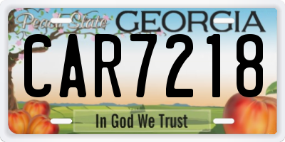 GA license plate CAR7218