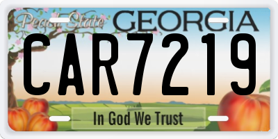 GA license plate CAR7219