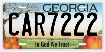 GA license plate CAR7222