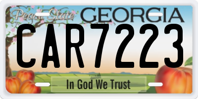 GA license plate CAR7223