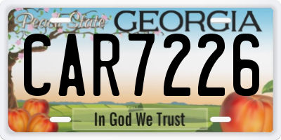 GA license plate CAR7226