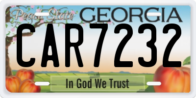 GA license plate CAR7232