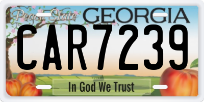 GA license plate CAR7239