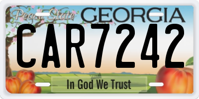 GA license plate CAR7242