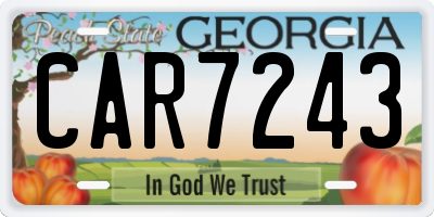 GA license plate CAR7243