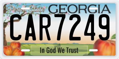 GA license plate CAR7249