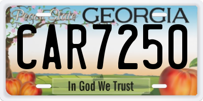 GA license plate CAR7250