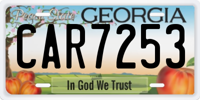 GA license plate CAR7253