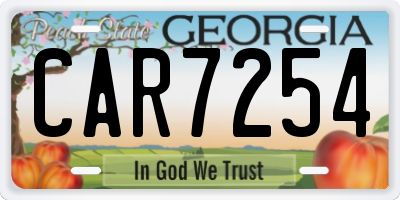 GA license plate CAR7254