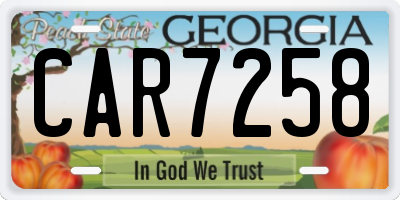 GA license plate CAR7258