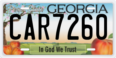 GA license plate CAR7260