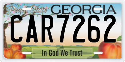 GA license plate CAR7262