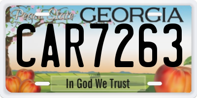 GA license plate CAR7263