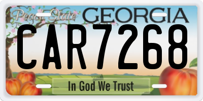 GA license plate CAR7268