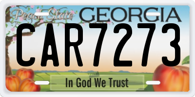 GA license plate CAR7273