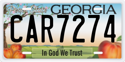 GA license plate CAR7274