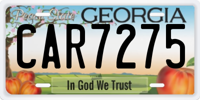 GA license plate CAR7275