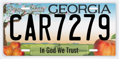 GA license plate CAR7279