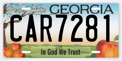 GA license plate CAR7281