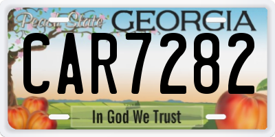 GA license plate CAR7282