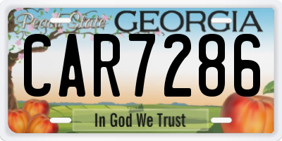 GA license plate CAR7286