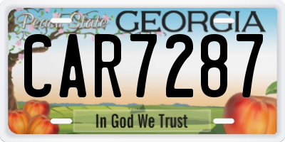 GA license plate CAR7287